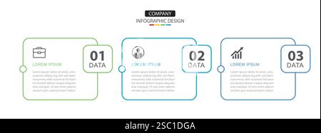 modèle de papier de mise en page rectangulaire de 3 infographies de données. Arrière-plan abstrait d'affaires d'illustration. Illustration de Vecteur