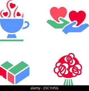Définissez des icônes ou des symboles de la Saint-Valentin, des signes de vacances conçus pour la célébration, un style moderne à la mode vectorielle. Illustration de Vecteur