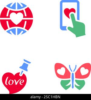 Définissez des icônes ou des symboles de la Saint-Valentin, des signes de vacances conçus pour la célébration, un style moderne à la mode vectorielle. Illustration de Vecteur