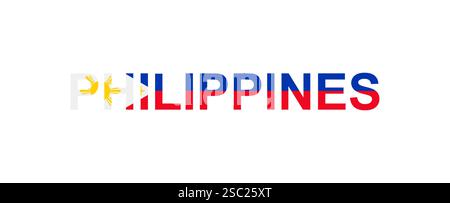 Lettres Philippines dans le style du drapeau du pays. Mot Philippines dans le style de drapeau national. Illustration vectorielle. Illustration de Vecteur