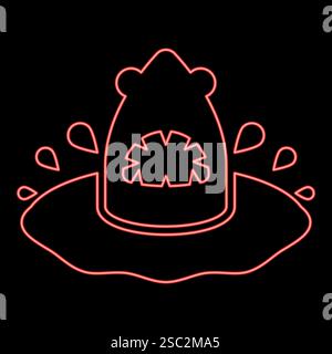 Tête de requin néon dans l'eau avec une éclaboussure rouge illustration vectorielle image plat style lumière Illustration de Vecteur