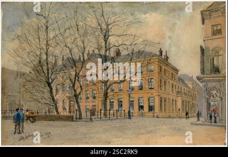 Gezicht op de sociëteit SiC Semper op de hoek van de Nieuwegracht en de TRANS rechts vanaf de Pausdam. Banque D'Images