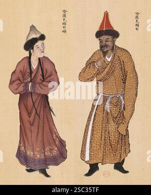 Huang Qing Zhigong tu, 1769 ans, dirigeant kazakh et sa femme. Banque D'Images