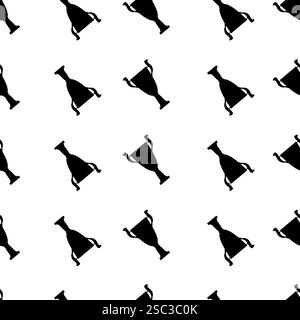 Coupe trophée gagnante sans couture. Texture silhouette simple noire. Prix du championnat pour la première place. Illustration vectorielle. Illustration de Vecteur