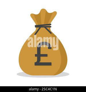 Sac d'argent avec signe de devise de livre. icône capitale du royaume-uni. illustration vectorielle. Illustration de Vecteur