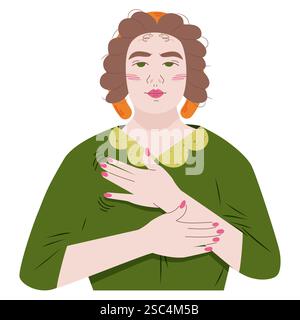 La jeune femme fait un massage de drainage lymphatique. Auto-soins avec routines beauté. Marque de style de vie bien-être. Illustration vectorielle dans un style plat. Isolé Illustration de Vecteur