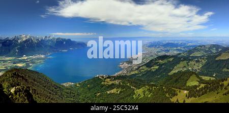 Lac Léman vu du Rocher de Naye. Banque D'Images
