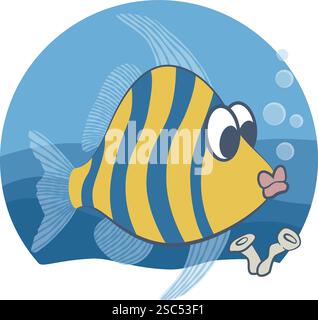 Bannière d'un poisson tropical nageant dans la mer Illustration de Vecteur