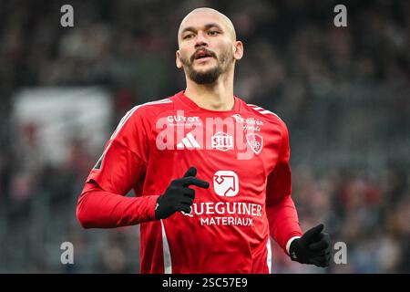 Brest, France. 1er février 2025. Ludovic AJORQUE de Brest lors du match de football de Ligue 1 entre le stade Brestois (Brest) et le Paris Saint-Germain le 1er février 2025 au stade Francis le BLE à Brest, France - photo Matthieu Mirville/DPPI crédit : DPPI Media/Alamy Live News Banque D'Images