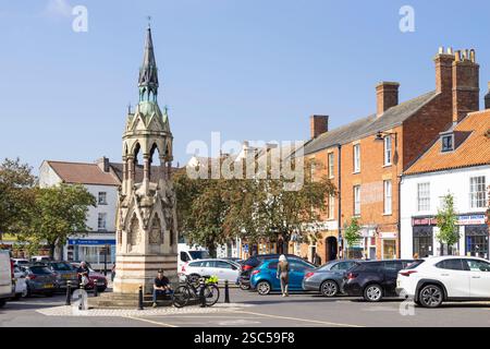 Parking Horncastle Market place et mémorial Stanhope dans le centre du village Horncastle Lincolnshire Angleterre UK GB Europe Banque D'Images