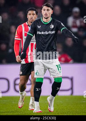 Eindhoven, pays-Bas. 05th Feb, 2025. EINDHOVEN, PAYS-BAS - 5 FÉVRIER : Julian Carranza de Feyenoord Gestures lors du match des quarts de finale de la Coupe néerlandaise TOTO KNVB entre le PSV et Feyenoord au Philips Stadion le 5 février 2025 à Eindhoven, pays-Bas. (Photo de Joris Verwijst/Orange Pictures) crédit : Orange pics BV/Alamy Live News Banque D'Images
