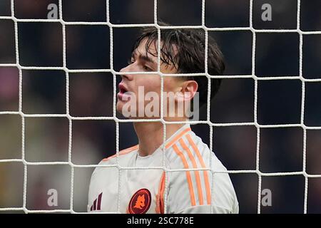 Milan, Italie. 05th Feb, 2025. Niccolo Pisilli de Roma lors du match de football de la Coupe d'Italie Frecciarossa entre l'AC Milan et Roma au stade San Siro de Milan, Italie du Nord - mercredi 5 février 2025 . Sport - Soccer . (Photo de Spada/LaPresse) crédit : LaPresse/Alamy Live News Banque D'Images
