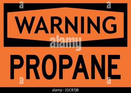 Panneau d'avertissement propane. Fond orange. Symboles et autocollants de sécurité pour l'entretien de l'installation. Illustration de Vecteur