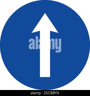 Signe avant obligatoire uniquement. Fond de cercle bleu. Panneaux de signalisation et symboles. Illustration de Vecteur