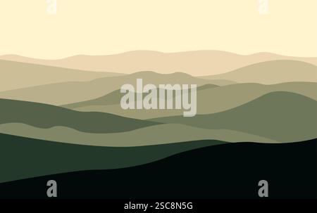 Paysage avec montagnes, vue, nature, chaîne de montagnes, vecteur de conception d'art de montagne Illustration de Vecteur