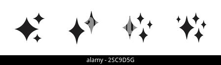 Symbole étincelant. Différentes formes d'éclat noir. Illustration vectorielle. Illustration de Vecteur