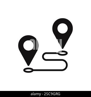 Symbole de distance et d'emplacement. Icône de mappage. Chemin de la carte de géolocalisation. Position cartographique GPS. Localisation, recherche de carte, itinéraire, navigateur. Illustration vectorielle Illustration de Vecteur