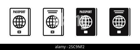Icônes de document passeport définies. Ensemble simple d'icônes de document passeport pour les vacances, voyage, conception Web. Illustration vectorielle. Illustration de Vecteur