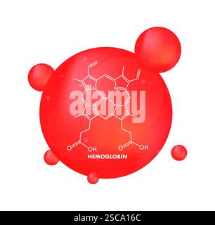 Structure moléculaire de l'hémoglobine avec circulation des globules rouges Illustration de Vecteur