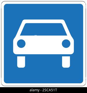 Panneau routier obligatoire bleu et blanc indiquant le départ d'une autoroute ou d'une autoroute Illustration de Vecteur