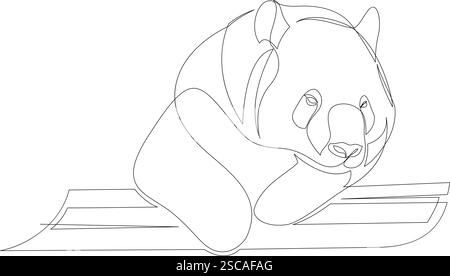 Dessin continu d'un trait d'ours panda sur un arbre. Design animal minimaliste. Illustration vectorielle Illustration de Vecteur