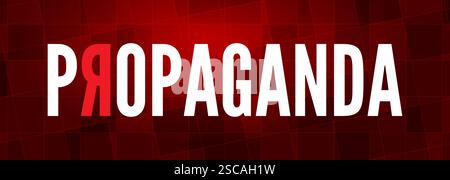 Conception typographique de propagande. Lettres blanches et rouges sur fond dégradé rouge foncé. Illustration de Vecteur