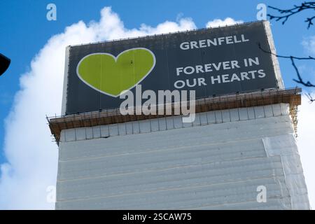 Grenfell, Londres, Royaume-Uni. 6 février 2025. Plans annoncés pour démolir la tour Grenfell. Credit : Matthew Chattle/Alamy Live News Banque D'Images
