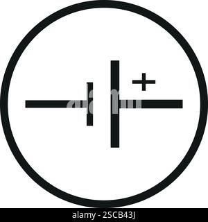 Signe de source de tension CC. Signes et symboles électriques. Illustration de Vecteur