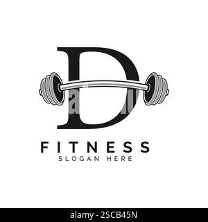 Logo lettre d Gym. Icône de symbole barre alphabet D. Illustration de Vecteur