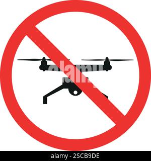 Zone interdite aux drones ou aucun signe de zone de drones. Signes et symboles interdits. Illustration de Vecteur