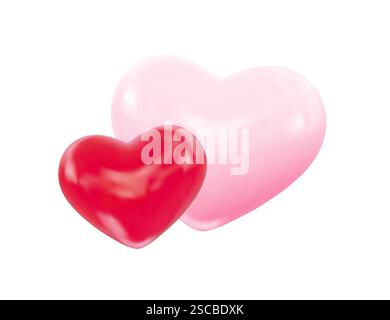 Saint-Valentin rose rose et rouge cœurs brillants. Pour la conception Saint-Valentin, mariage, événements romantiques. Illustration vectorielle. Illustration de Vecteur