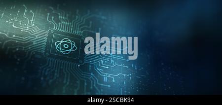 L'informatique quantique révolutionne le traitement illustré sur un processeur. Banque D'Images