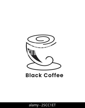 logo de tasse à café noir, logo de tasse à café noir abstrait, illustration vectorielle Illustration de Vecteur