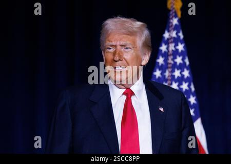 Washington, États-Unis. 06th Feb, 2025. Le président Donald Trump arrive au petit déjeuner de prière national au Washington Hilton à Washington DC, le jeudi 6 février 2025. (Photo de Aaron Schwartz/Pool/ABACAPRESS. COM) crédit : Abaca Press/Alamy Live News Banque D'Images