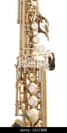Jazz. Un beau saxophone isolé sur blanc Banque D'Images