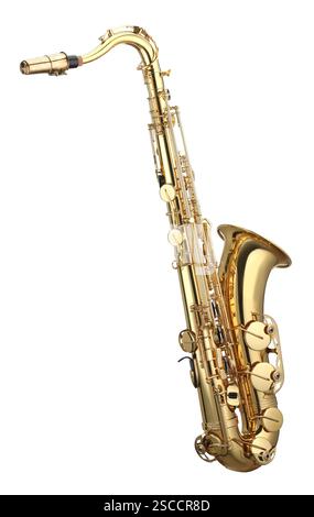 Jazz. Un beau saxophone isolé sur blanc Banque D'Images