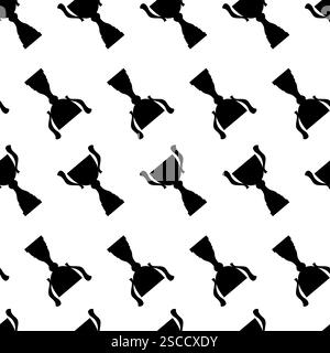 Coupe trophée gagnante sans couture. Texture silhouette simple noire. Prix du championnat pour la première place. Illustration vectorielle. Illustration de Vecteur