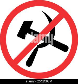 Pas de signe de marteau de faucille. Symbole anti-communiste. Signes et symboles interdits. Illustration de Vecteur
