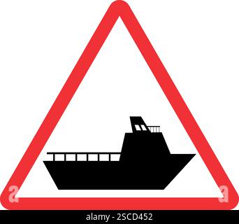 Panneau d'avertissement du ferry avant. Panneaux de signalisation et symboles. Illustration de Vecteur