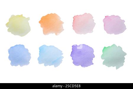 Aquarelle, échantillons de couleur peints sur papier blanc Banque D'Images