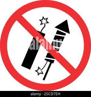 Pas de panneau de feux d'artifice. Signes et symboles interdits. Illustration de Vecteur