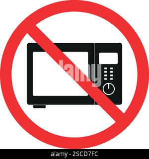 Pas de symbole d'icône de micro-ondes. Signes et symboles interdits. Illustration de Vecteur