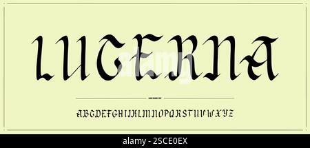 Alphabet gothique. Police médiévale manuscrite dans un style ancien faite avec un stylo de calligraphie. Police traditionnelle pour des projets authentiques gravés sur papier Illustration de Vecteur