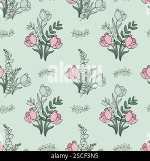 Modèle transparent avec des tulipes Banque D'Images