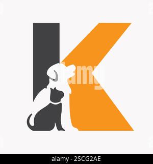 Lettre initiale K Dog logo Design concept pour animal de compagnie ou symbole de patte Illustration de Vecteur