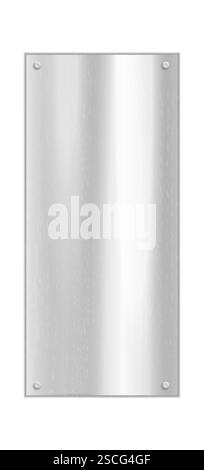 Argenté. Maquette de plaque métallique. Cadre en acier. Rectangle vectoriel. Illustration de Vecteur
