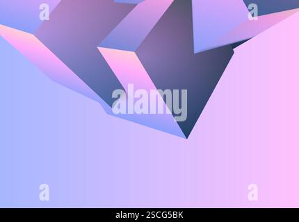 Fond 3D abstrait avec mélange de cubes. Formes géométriques se croisant dans un fond de style y2k violet et rose Illustration de Vecteur