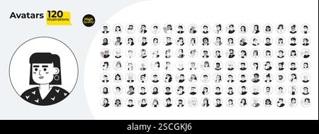 Avatars ronds dessin animé illustrations Mega bundle Illustration de Vecteur