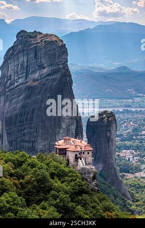 Grèce, monastères des Météores, monastère Saint de Rousanou Banque D'Images