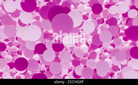 Cette image présente un tableau de balles rendues en 3D dans plusieurs nuances de violet, superposées et flottant magnifiquement dans un motif sans couture. Parfait f Banque D'Images